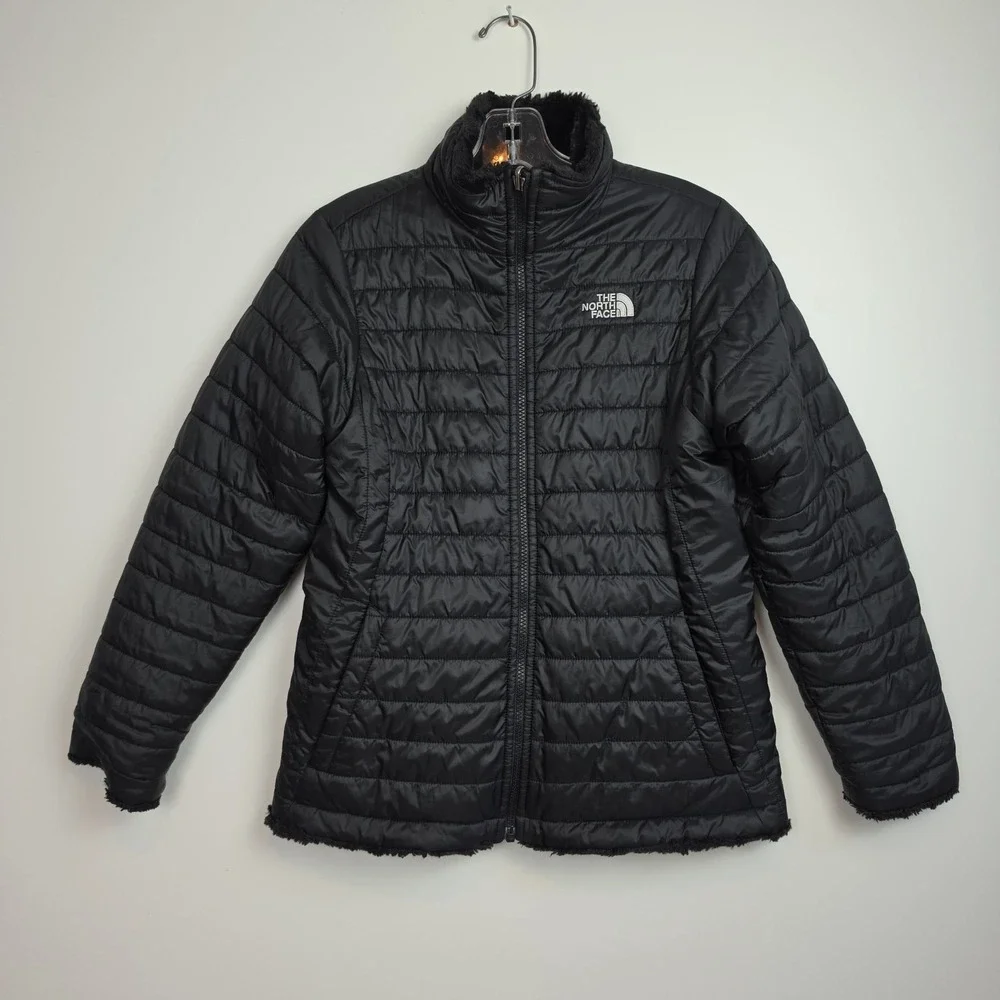 The North Face Reversible Jacket Girl's XL (18) Black, Plush & Smooth Sides